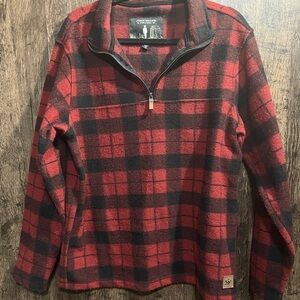 Red and Black Plaid John Wayne Quarter-Zip Pullover medium